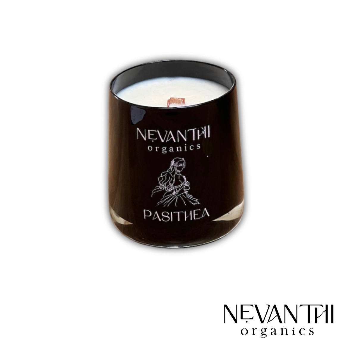 Pasithea Soy Wax Luxury Candle, Lavender and Bergamot, Relaxing, Wooden Wick., Aromatherapy - Nevanthi Organics