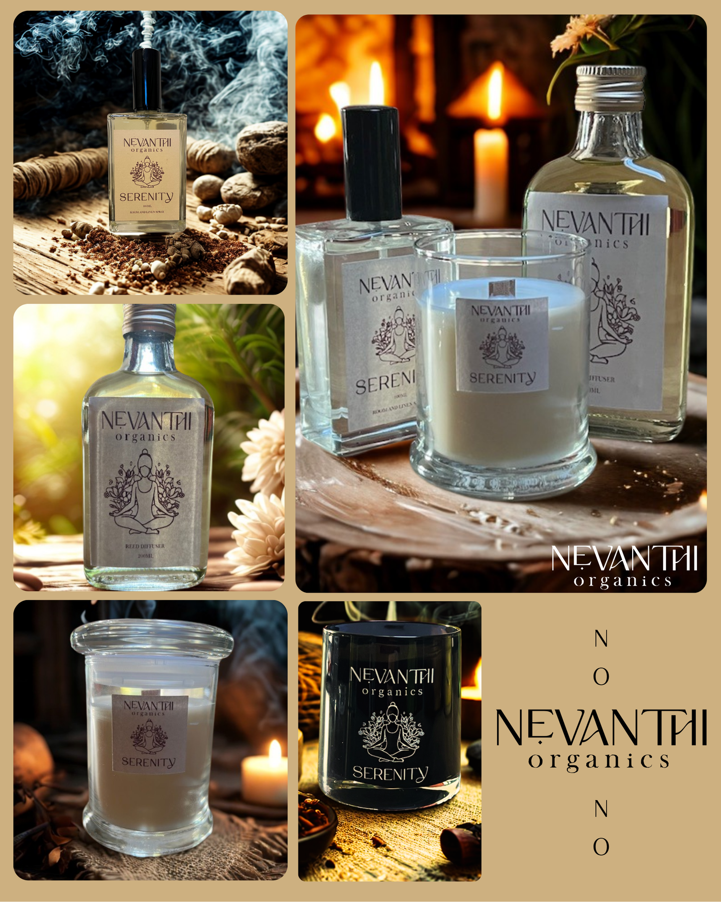 Serenity Soy Wax Candle with Wooden Wick - Sandalwood and Frankincense