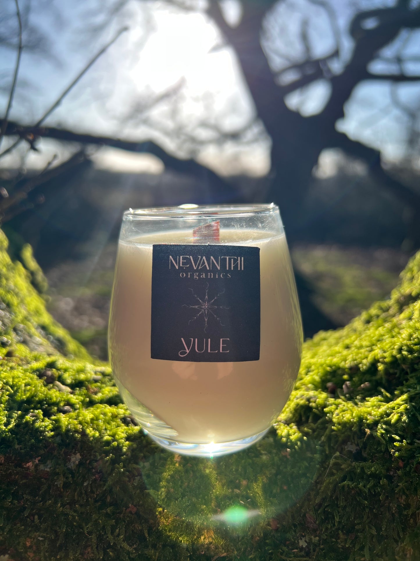 Yule, Soy wax candle, wooden wick, Cedarwood, Juniper, Frankincense - Nevanthi Organics