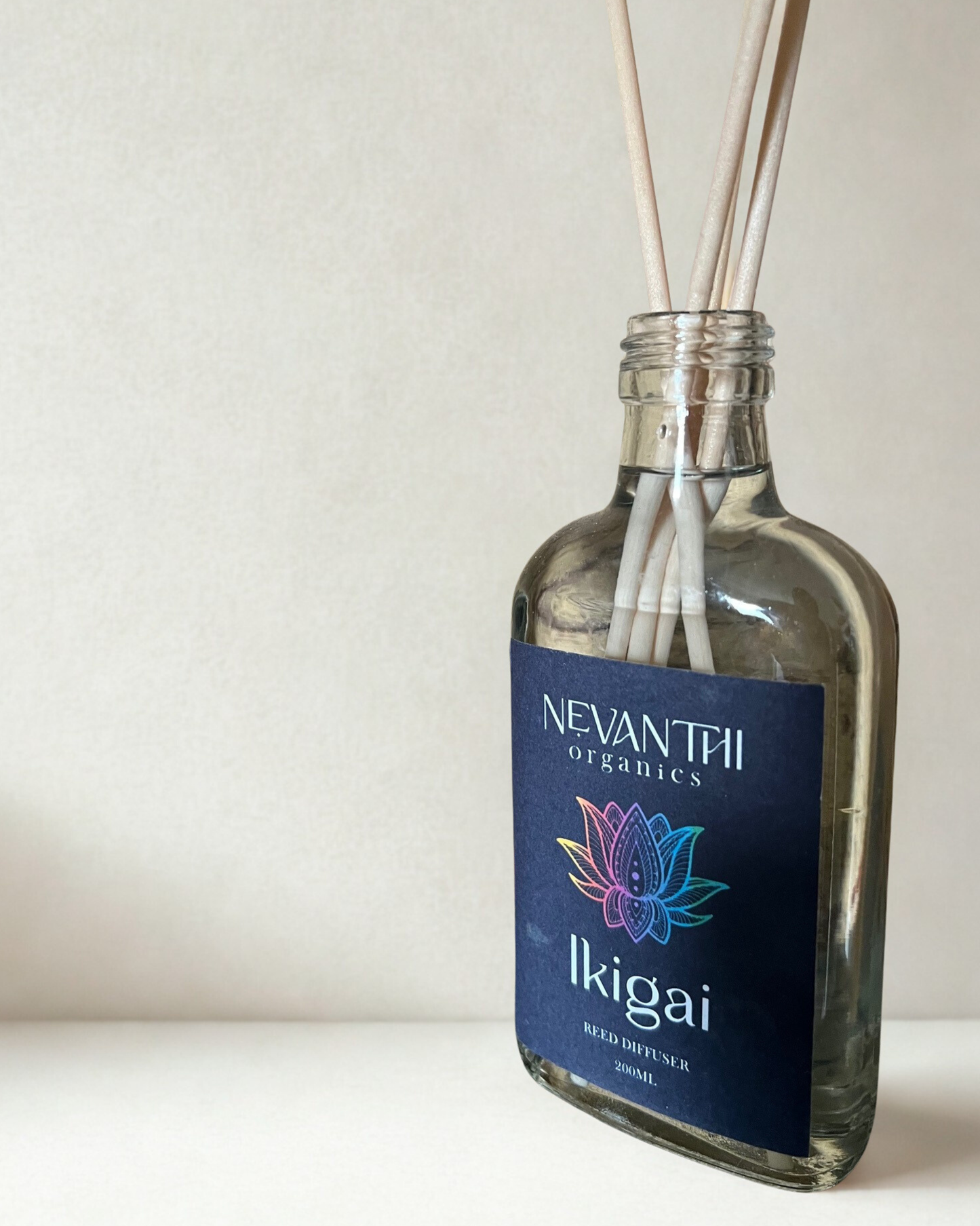 Ikigai reed diffuser — handmade UK reed diffuser 200ml lasting up to 6 months by Nevanthi Organics