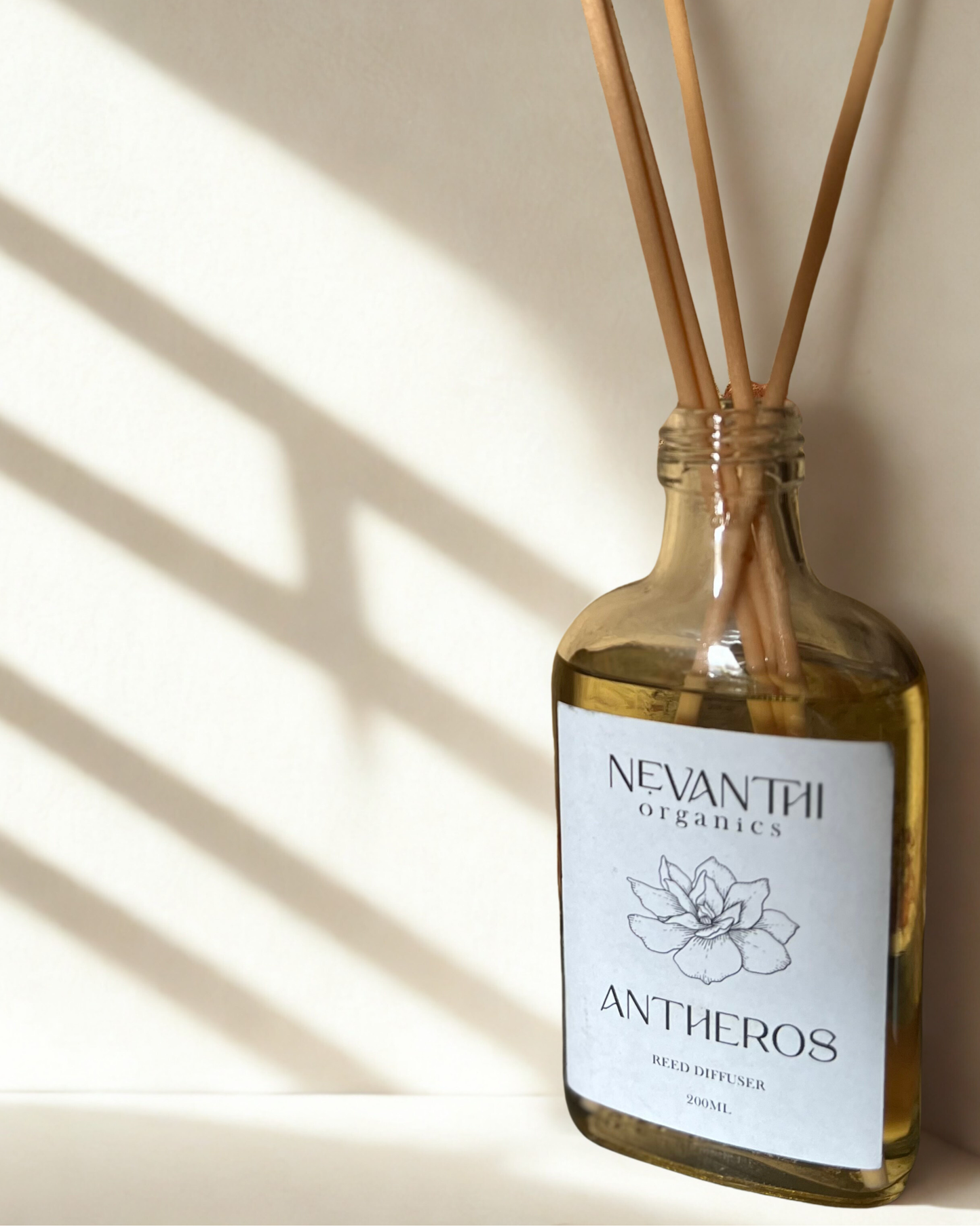 Antheros reed diffuser — handmade UK reed diffuser 200ml lasting up to 6 months by Nevanthi Organics