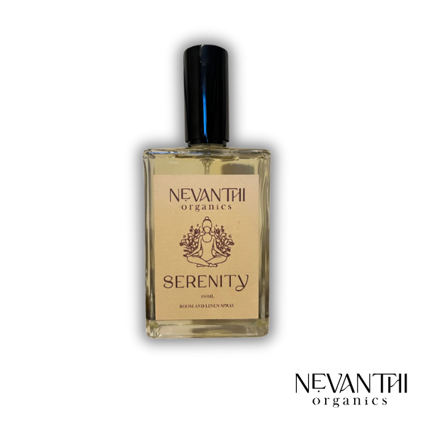 Serenity Room & Linen Spray – Sandalwood & Frankincense, Mediative, Relaxing, Yoga - Nevanthi Organics