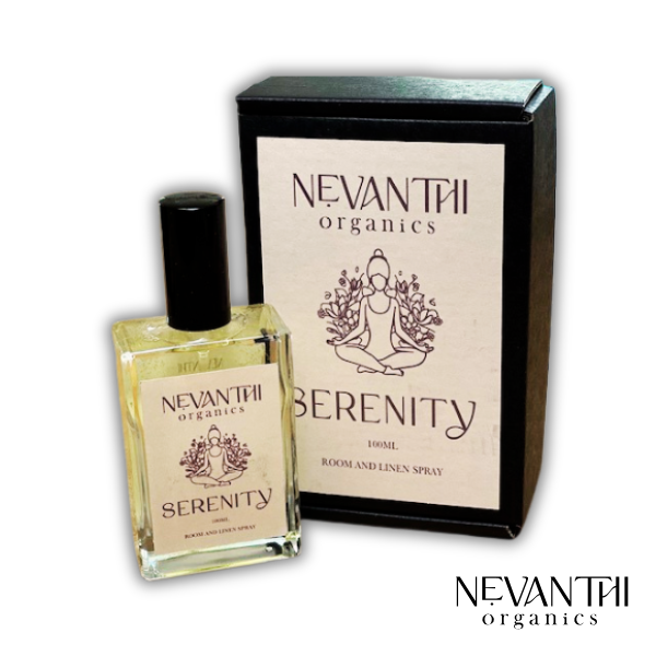 Serenity Room & Linen Spray – Sandalwood & Frankincense, Mediative, Relaxing, Yoga - Nevanthi Organics