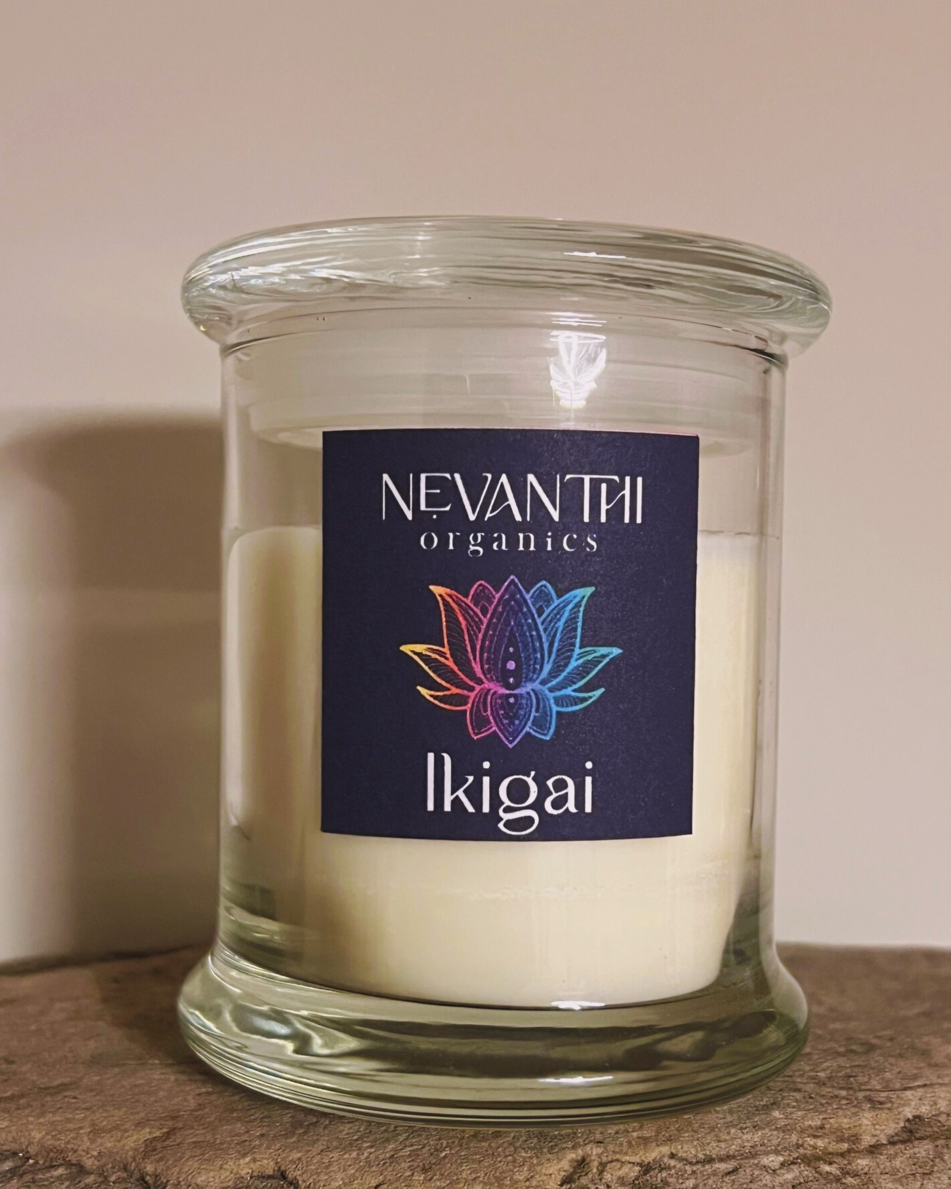 Ikigai soy candle — honeysuckle lotus and waterlily handmade candle UK