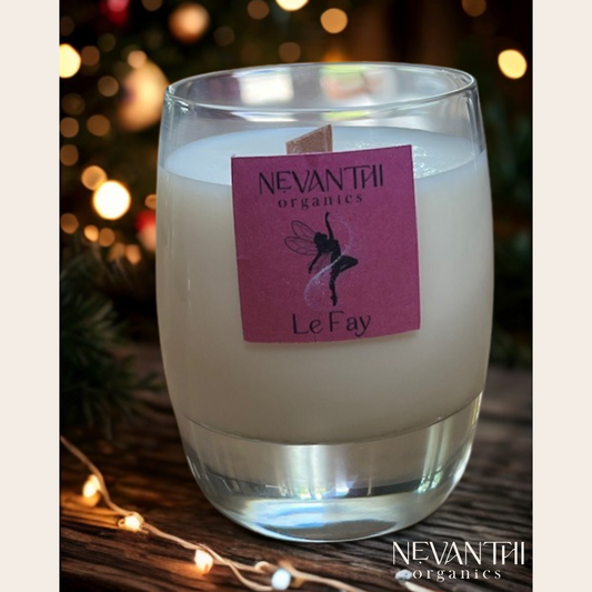 Le Fay – Soy Wax Candle with Wooden Wick, Cotton candy, bubblegum, cherry, vanilla, Sweet smelling - Nevanthi Organics