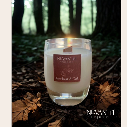 Hazelnut & Oak Soy Wax Candle – 26cl - Nevanthi Organics