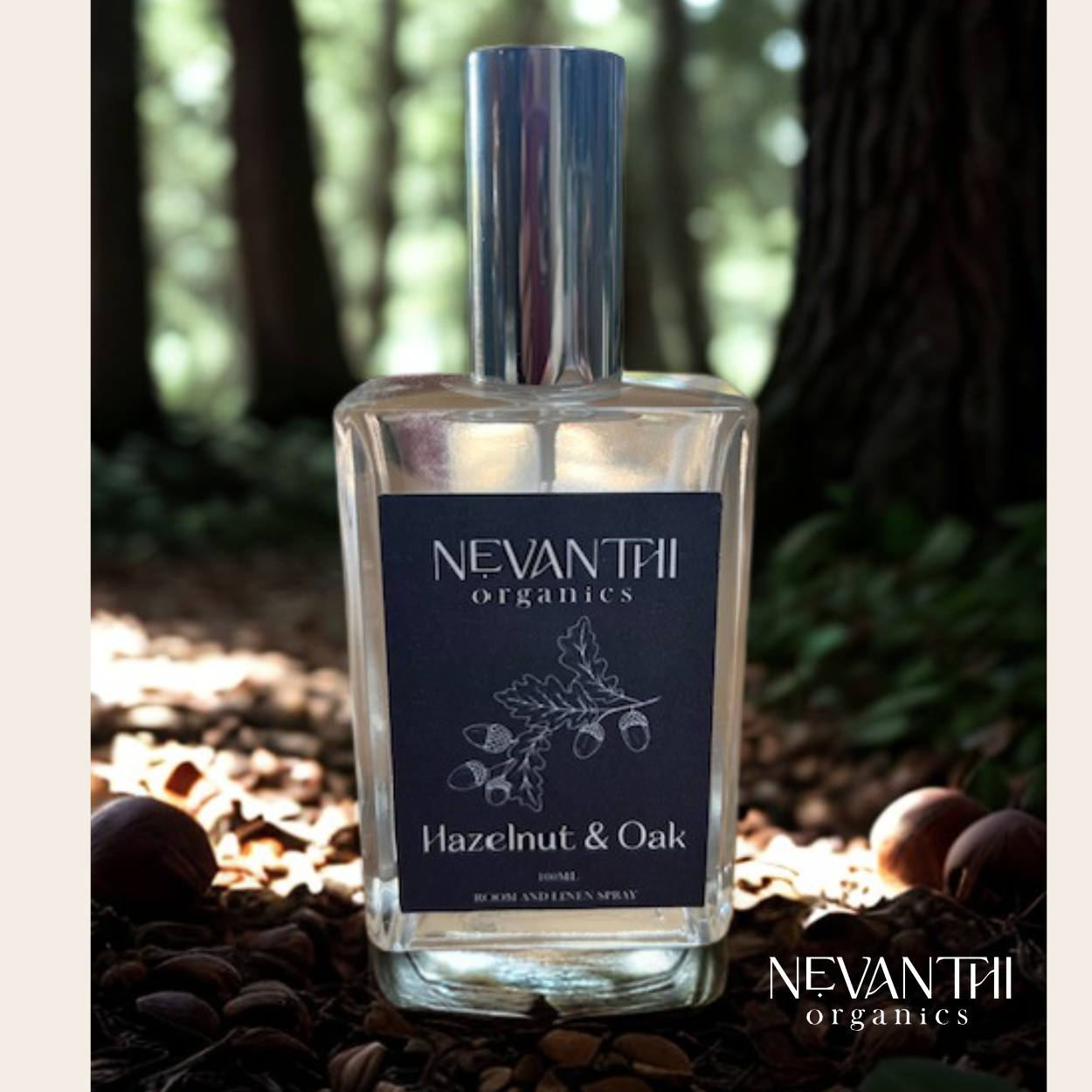 Hazelnut and Oak Room an Linen Spray - Nevanthi Organics