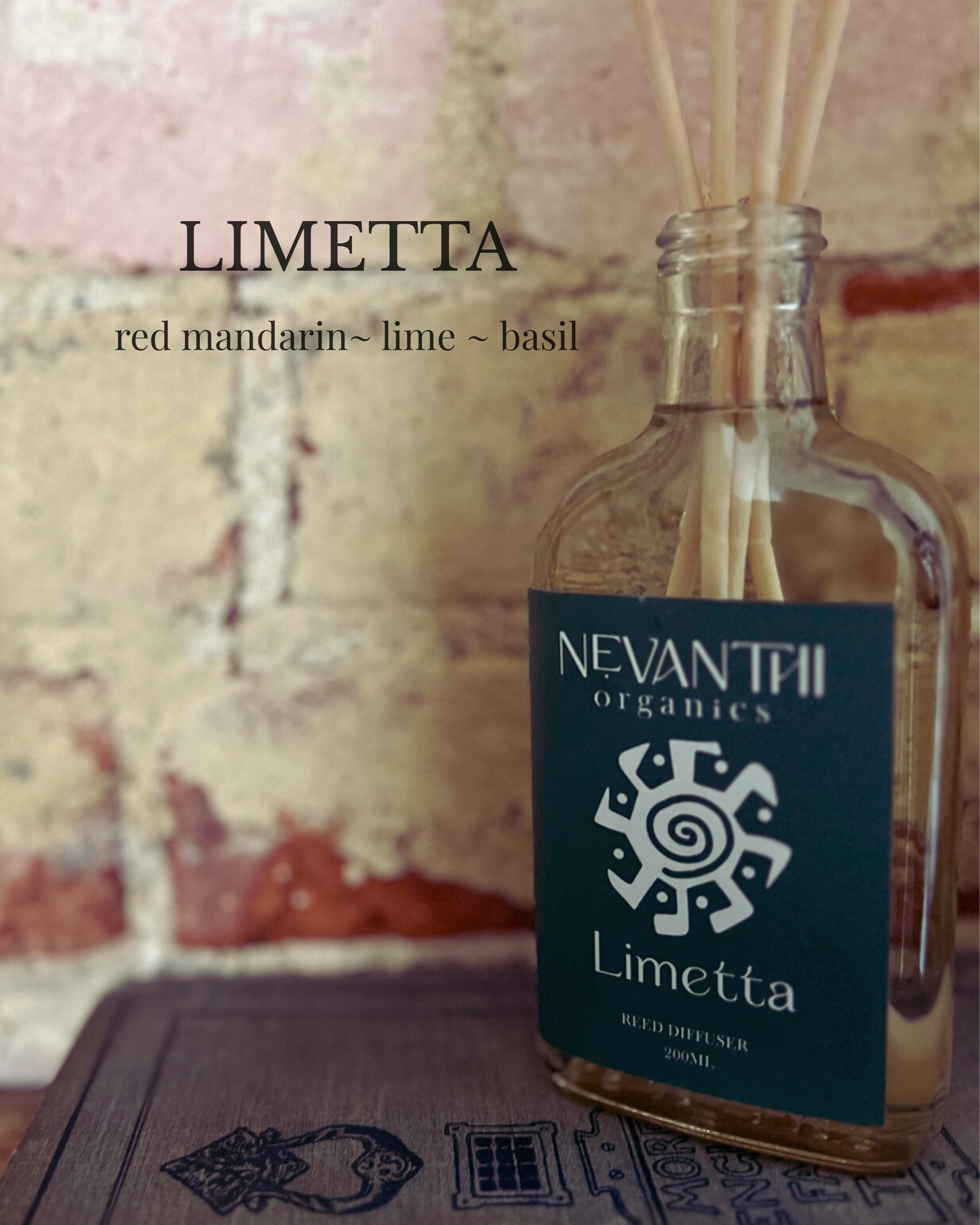 Limetta reed diffuser 200ml by Nevanthi Organics — luxury citrus home fragrance with lime basil and red mandarin