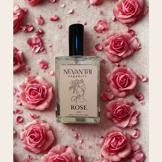 Rose Room & Linen Spray – Modern twist on Rose Petal Aroma, Neroli & Rose Geranium - Nevanthi Organics