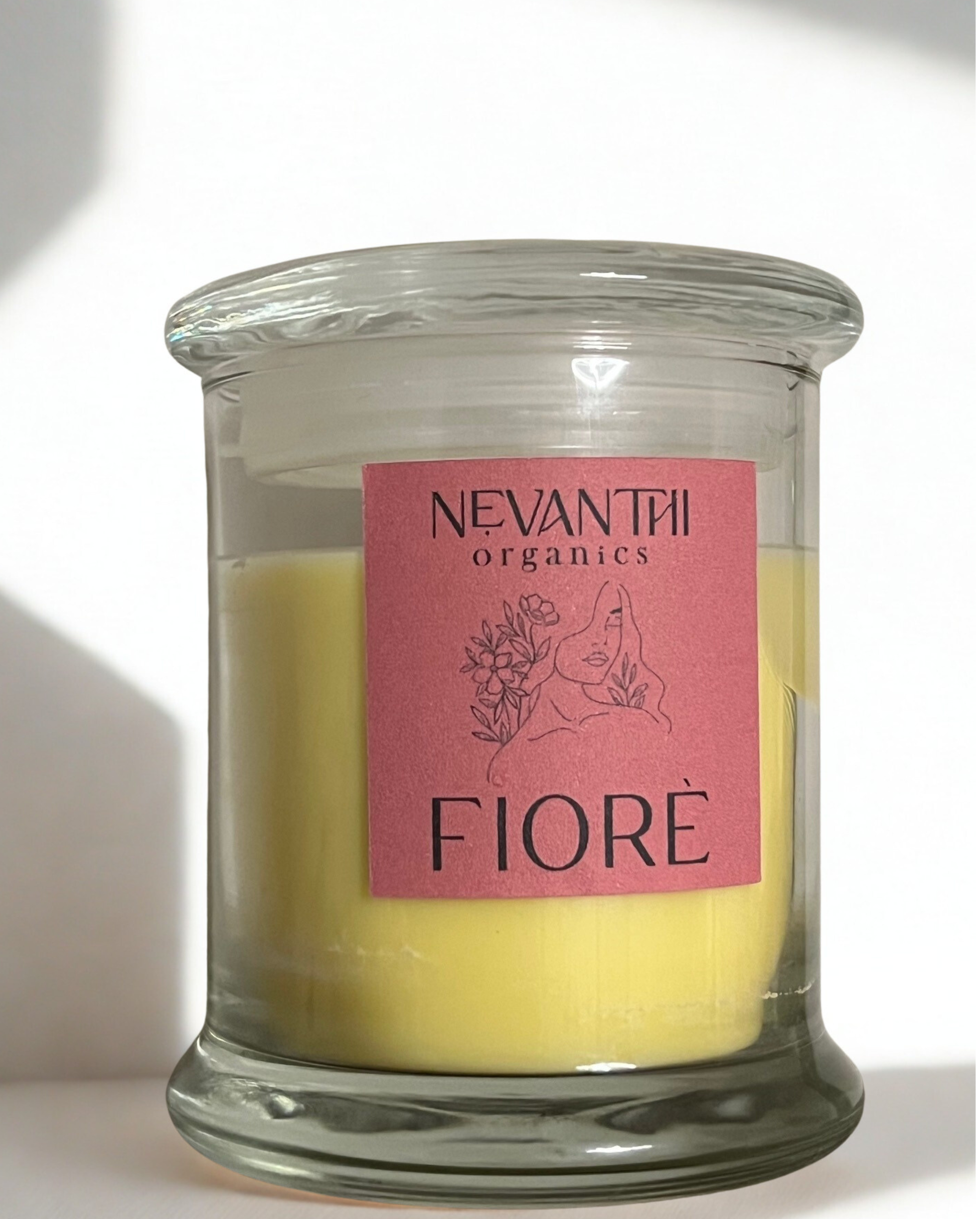 Fiore candle lifestyle — luxury floral home fragrance candle by Nevanthi Organics