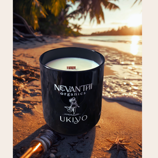 Ukiyo, Soy Wax Candle, Wood wick, Lemongrass & Black Pepper, Oriental Blend - Nevanthi Organics