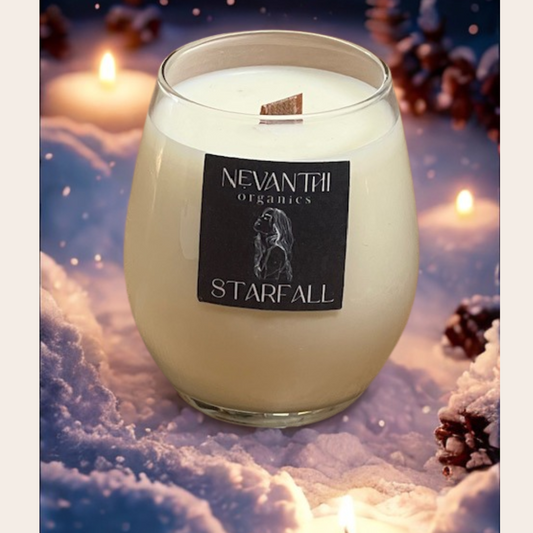 Starfall Soy Wax Candle – Wooden Wick, Vanilla & Essential Oils (ACOTAR Inspired) - Nevanthi Organics