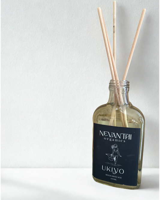 Ukiyo reed diffuser — handmade UK reed diffuser 200ml lasting up to 6 months by Nevanthi Organics