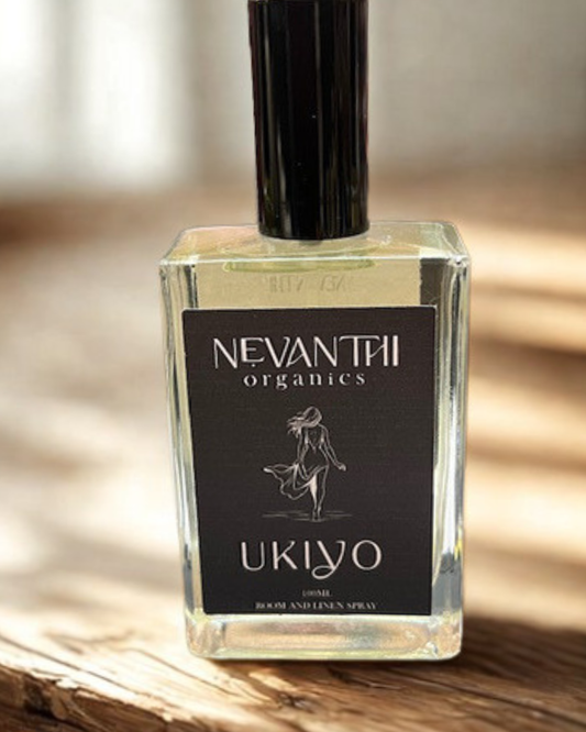 Ukiyo room and linen spray by Nevanthi Organics — 100ml fresh citrus home fragrance with lemongrass may chang and black pepper